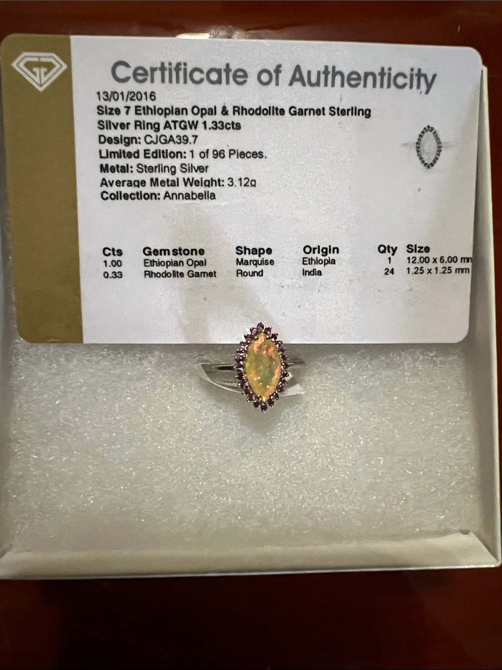 Sterling Silver Ethiopian Opal & Rhodolite Garnet Marquise Ring - Pink Accent